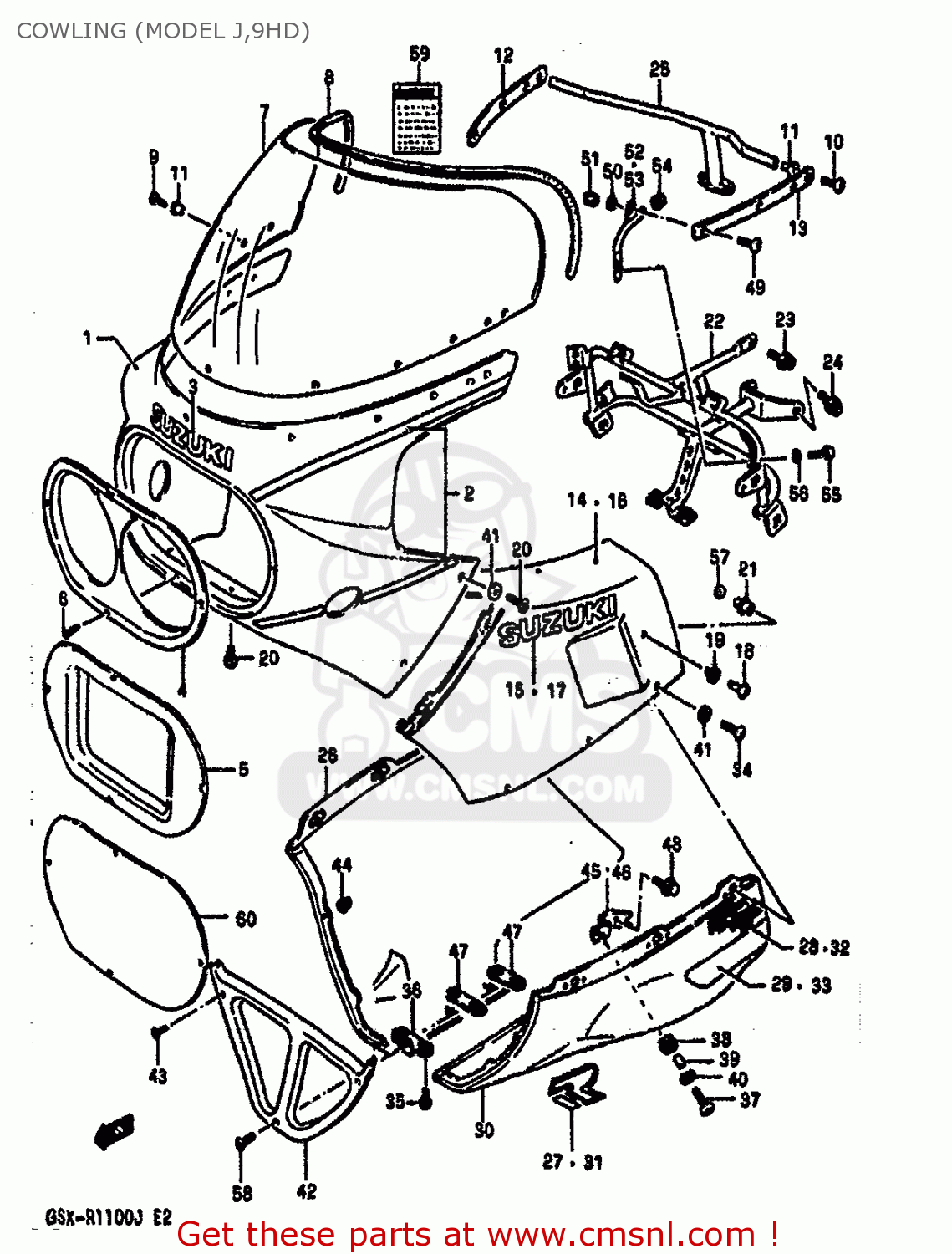 COWLING (MODEL J,9HD) GSXR1100 1986 (G) (E01 E02 4 6 15 16 17 18 21 22 24 25 34 39 53)