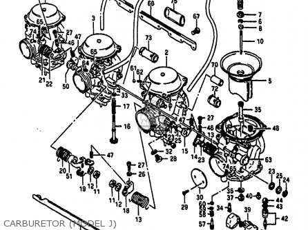 CARBURETOR (MODEL J) - GSXR1100 1986 (G) (E01 E02 4 6 15 16 17 18 21 22 24 25 34 39 53)