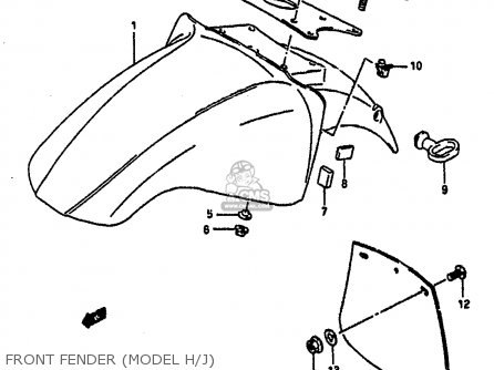 FRONT FENDER (MODEL H/J) - GSXR1100 1986 (G) (E01 E02 4 6 15 16 17 18 21 22 24 25 34 39 53)