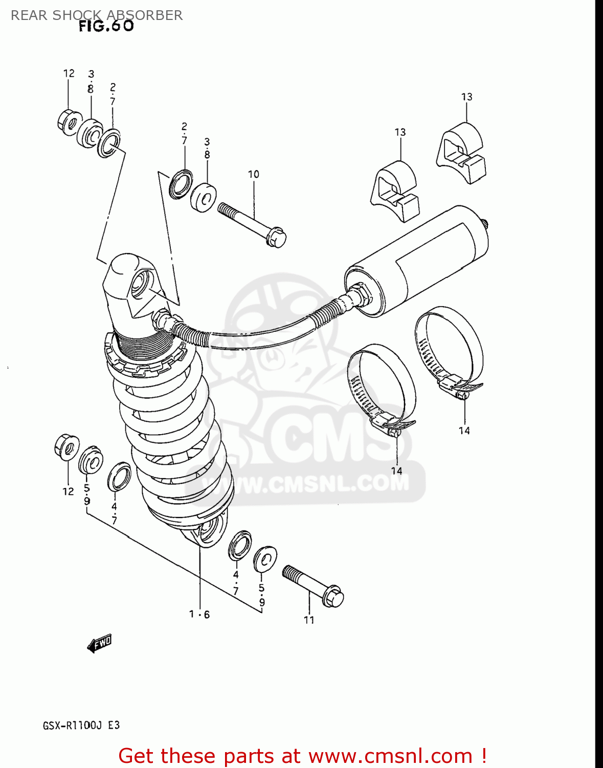 Suzuki GSXR1100 1986 (G) USA (E03) REAR SHOCK ABSORBER - buy original ...