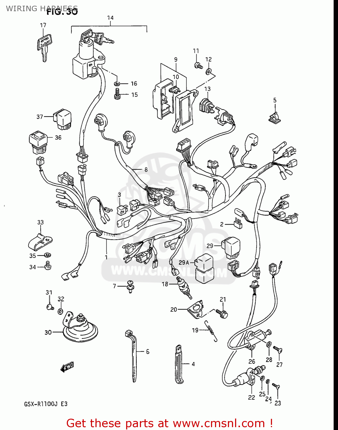Suzuki GSXR1100 1986 (G) USA (E03) WIRING HARNESS - buy original WIRING ...