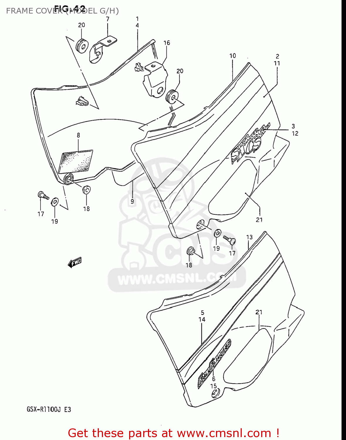 FRAME COVER (MODEL G/H) GSXR1100 1986 (G) USA (E03)