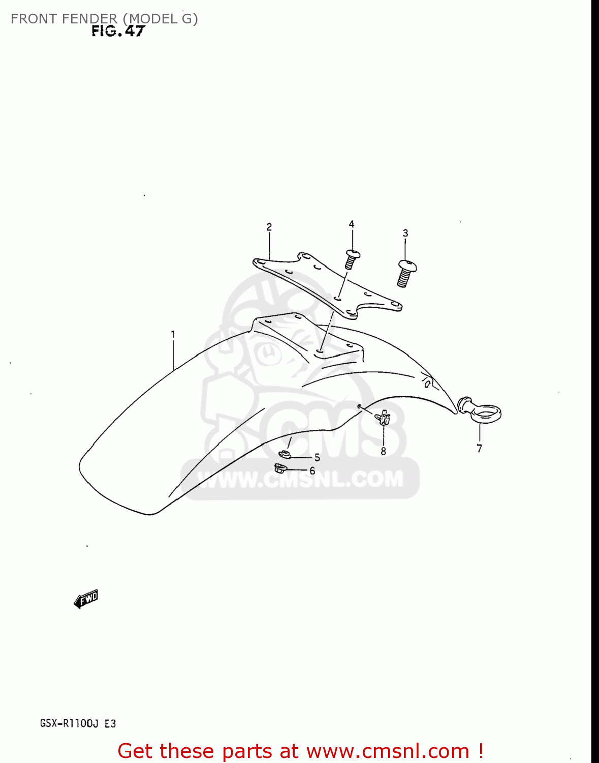 FRONT FENDER (MODEL G) GSXR1100 1986 (G) USA (E03)