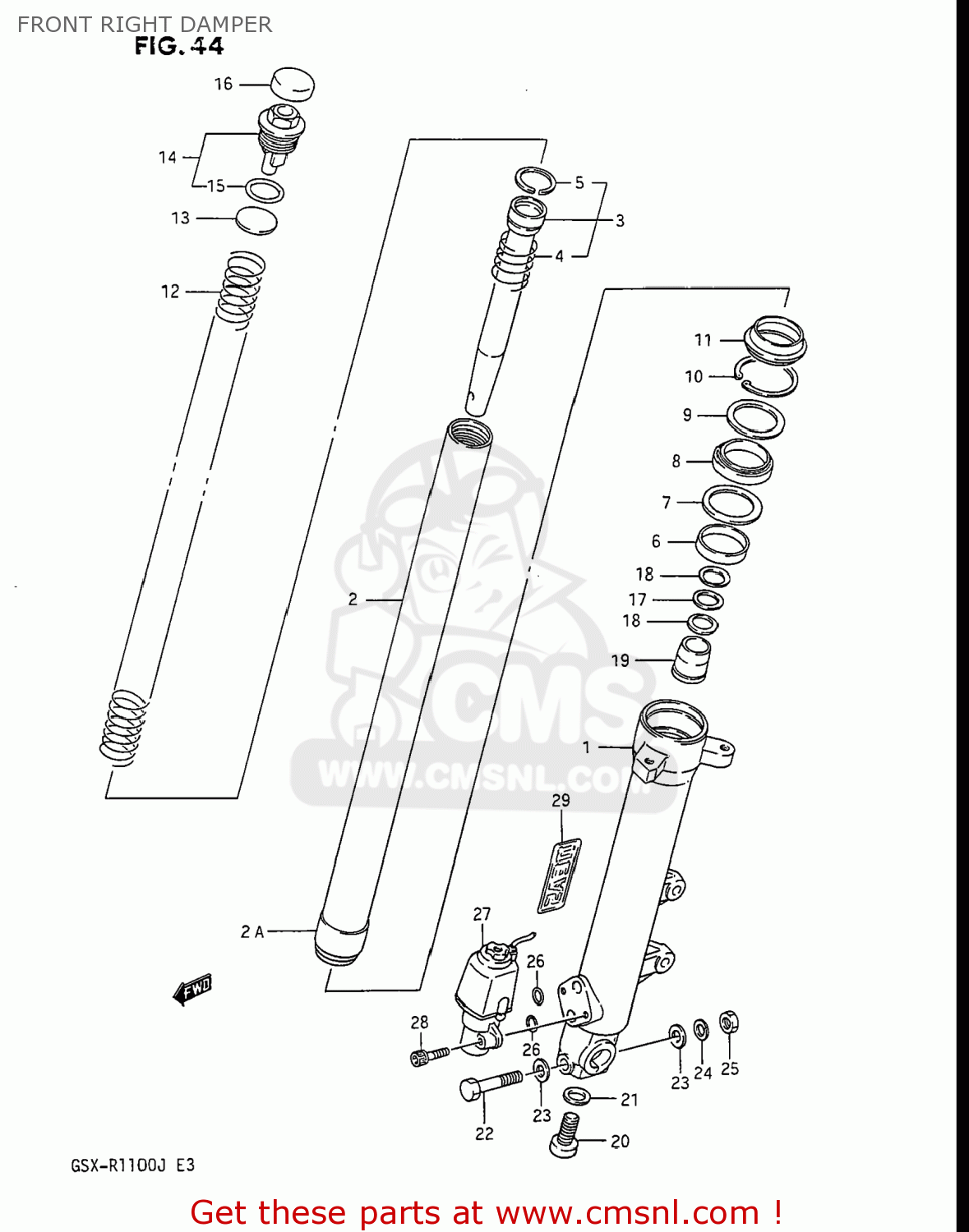 FRONT RIGHT DAMPER GSXR1100 1986 (G) USA (E03)