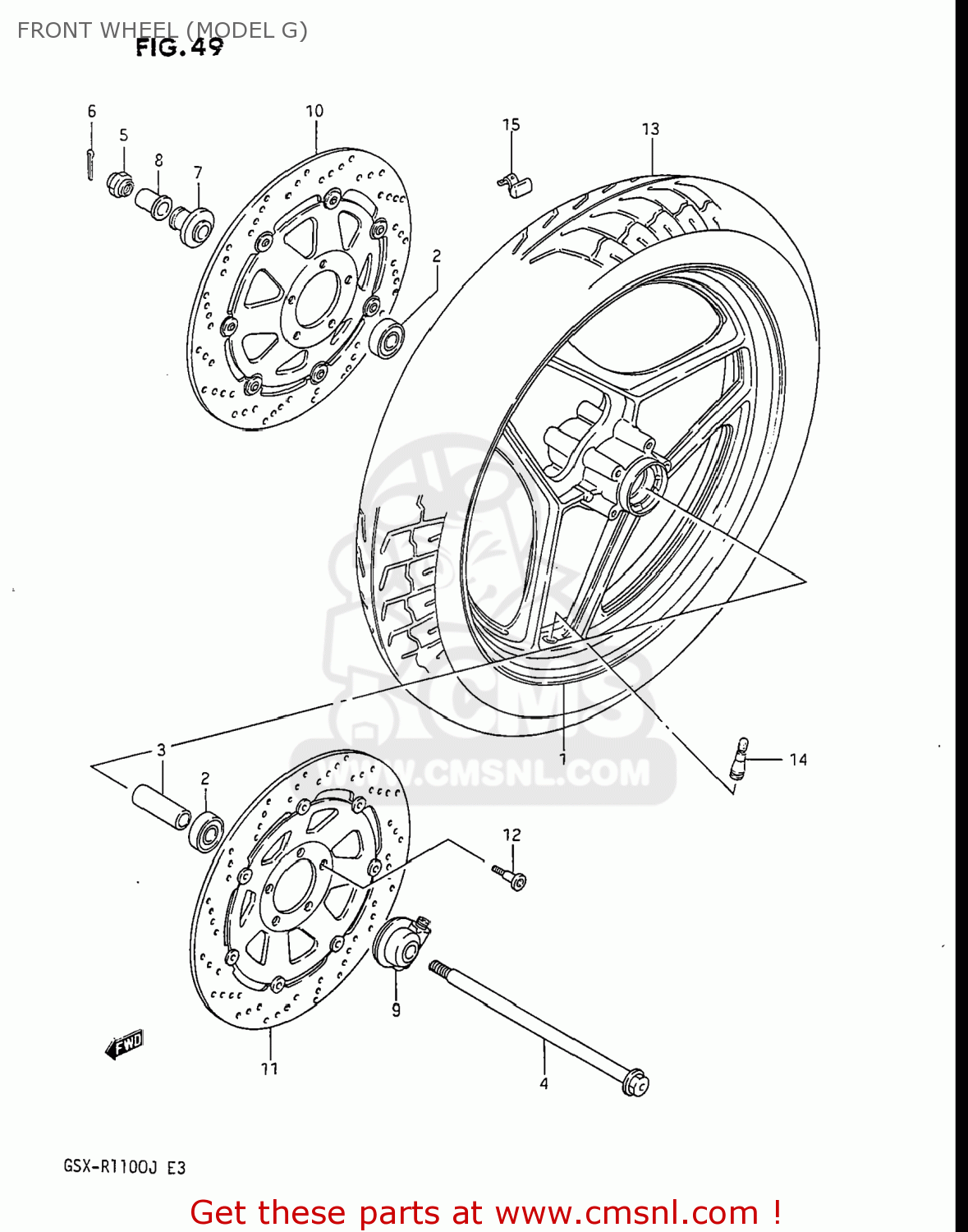 FRONT WHEEL (MODEL G) GSXR1100 1986 (G) USA (E03)