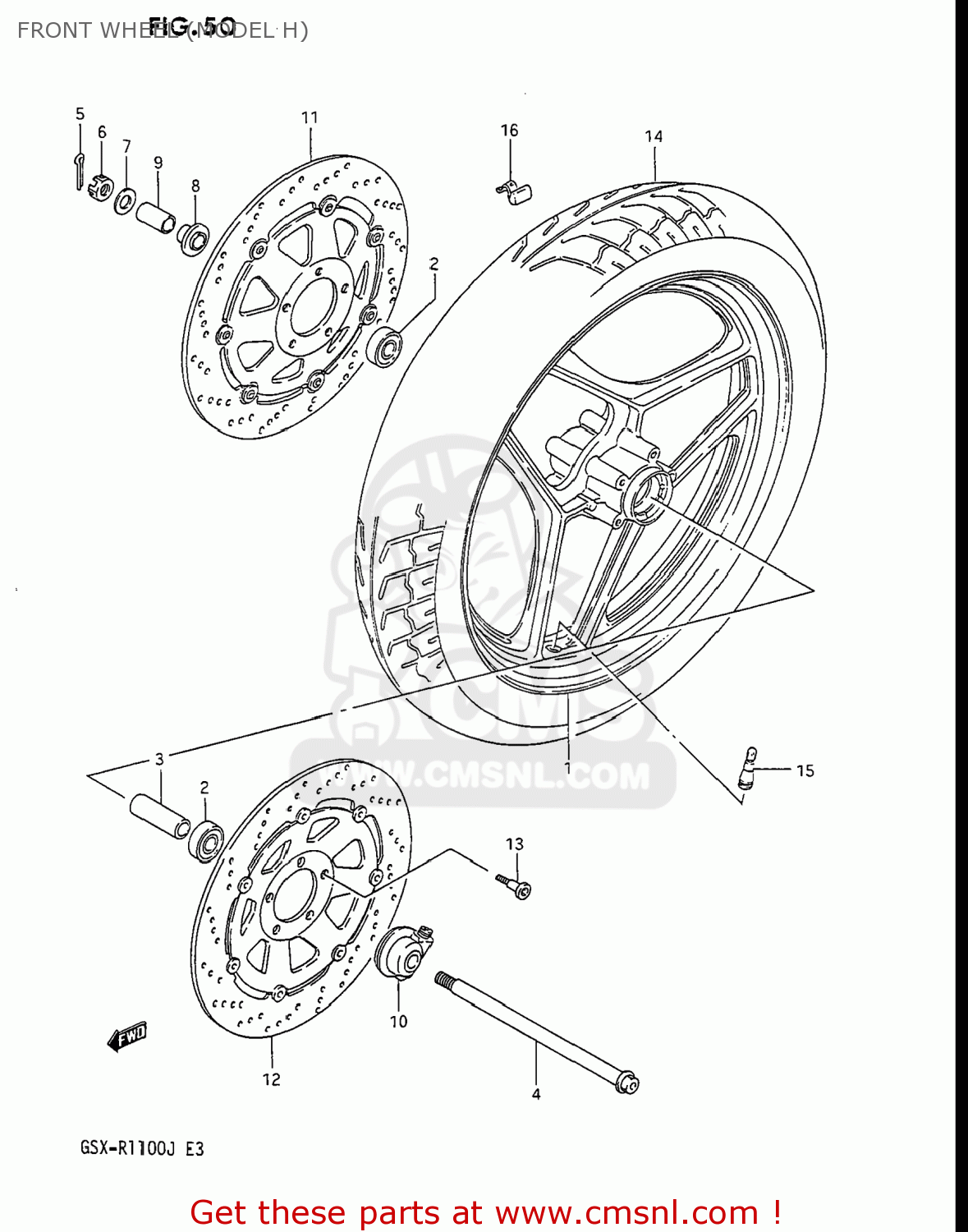 FRONT WHEEL (MODEL H) GSXR1100 1986 (G) USA (E03)