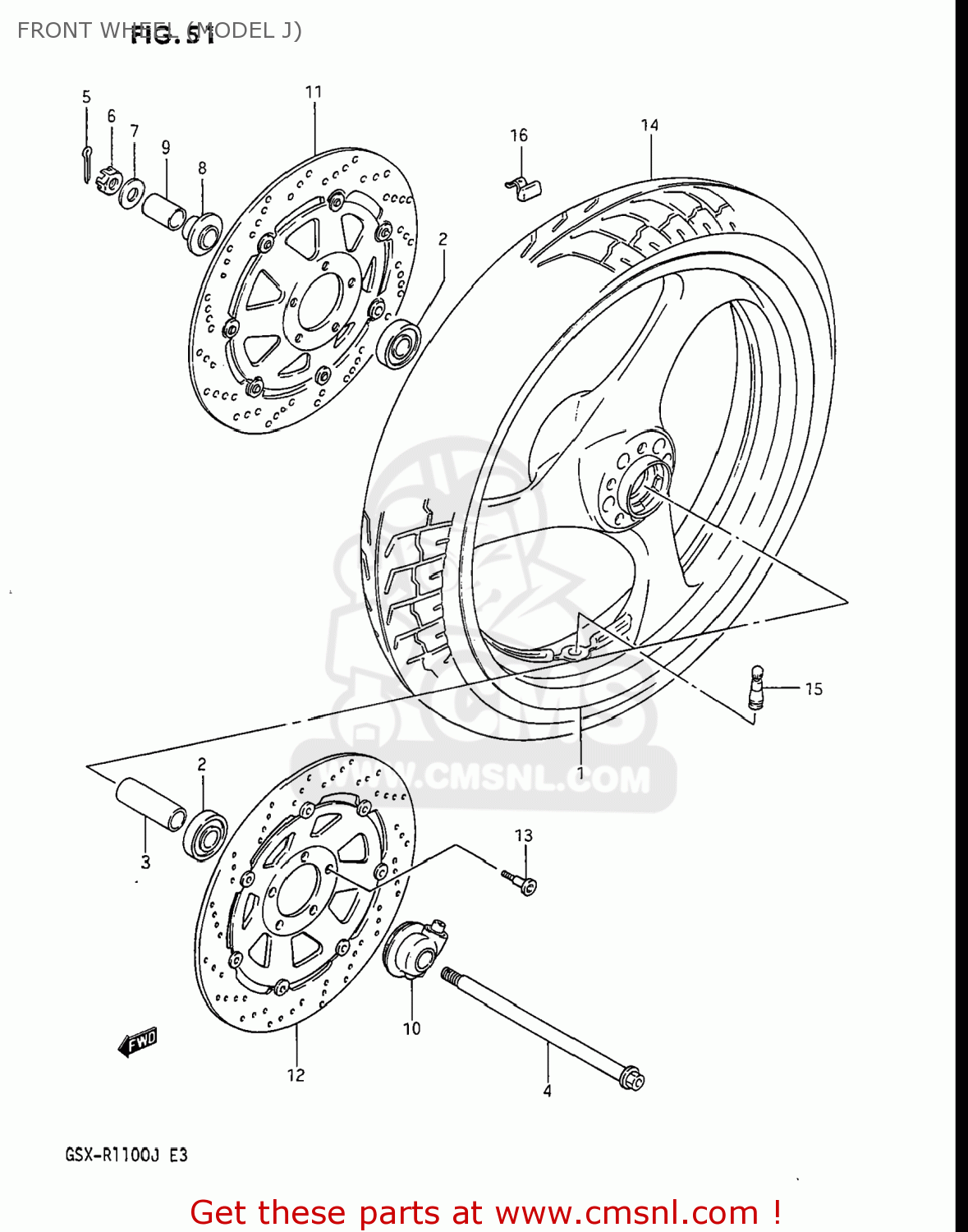FRONT WHEEL (MODEL J) GSXR1100 1986 (G) USA (E03)