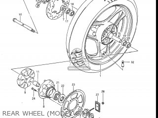 REAR WHEEL (MODEL G/H) - GSXR1100 1986 (G) USA (E03)