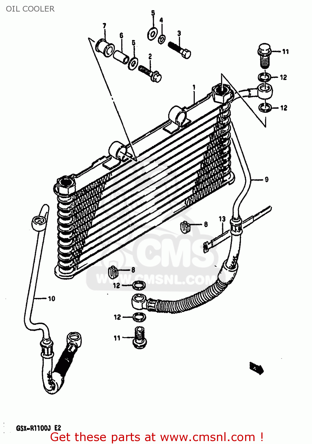 OIL COOLER GSXR1100 1987 (H) (E01 E02 4 6 15 16 17 18 21 22 24 25 34 39 53)
