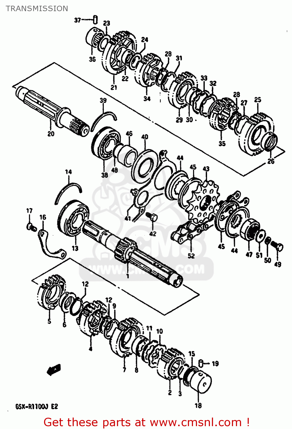 TRANSMISSION GSXR1100 1987 (H) (E01 E02 4 6 15 16 17 18 21 22 24 25 34 39 53)