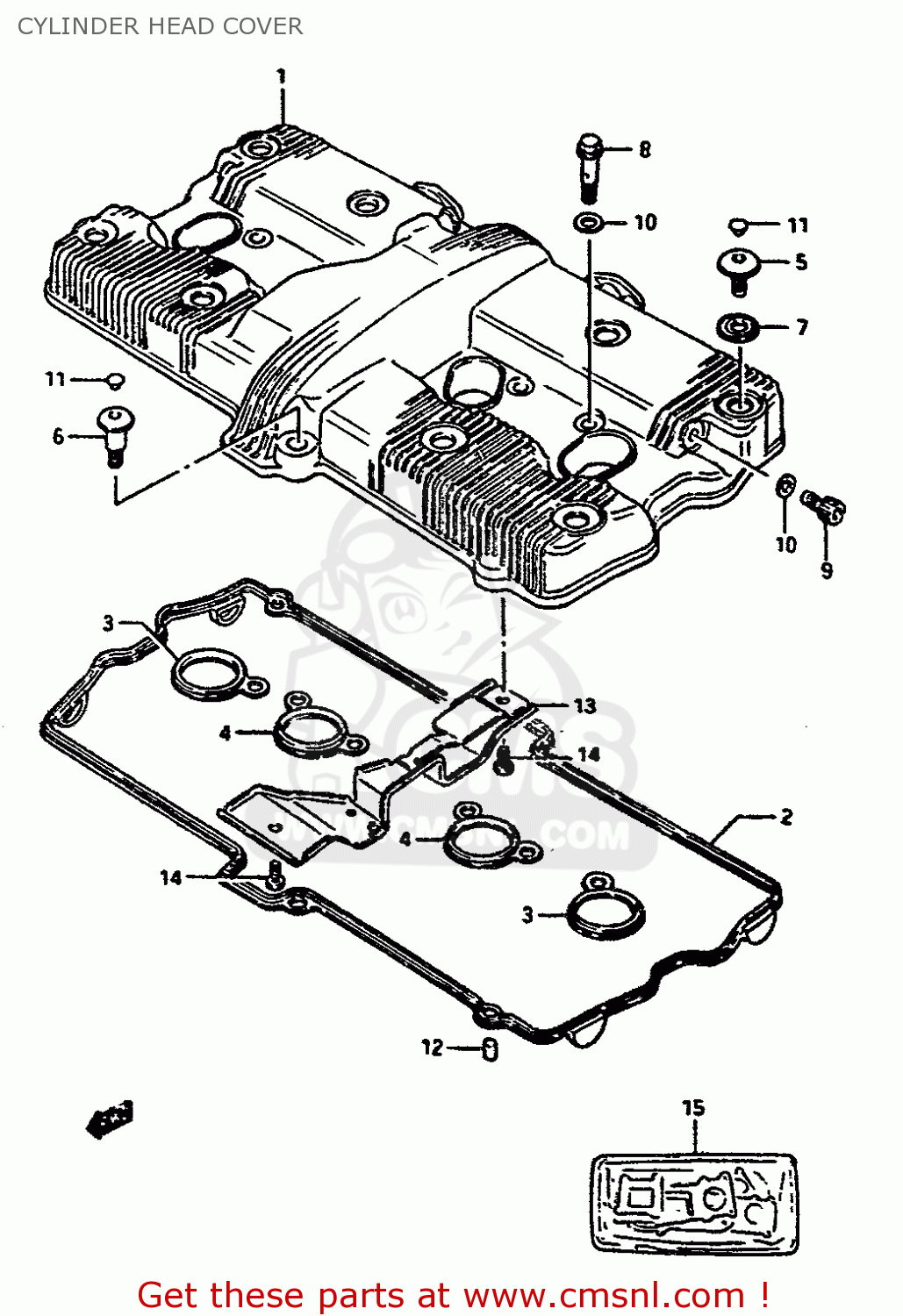CYLINDER HEAD COVER GSXR1100 1987 (H) (E01 E02 4 6 15 16 17 18 21 22 24 25 34 39 53)