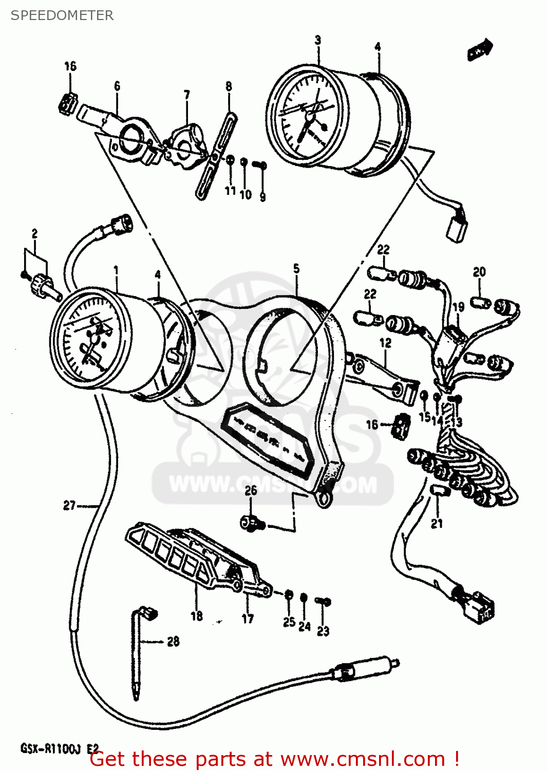 SPEEDOMETER GSXR1100 1987 (H) (E01 E02 4 6 15 16 17 18 21 22 24 25 34 39 53)