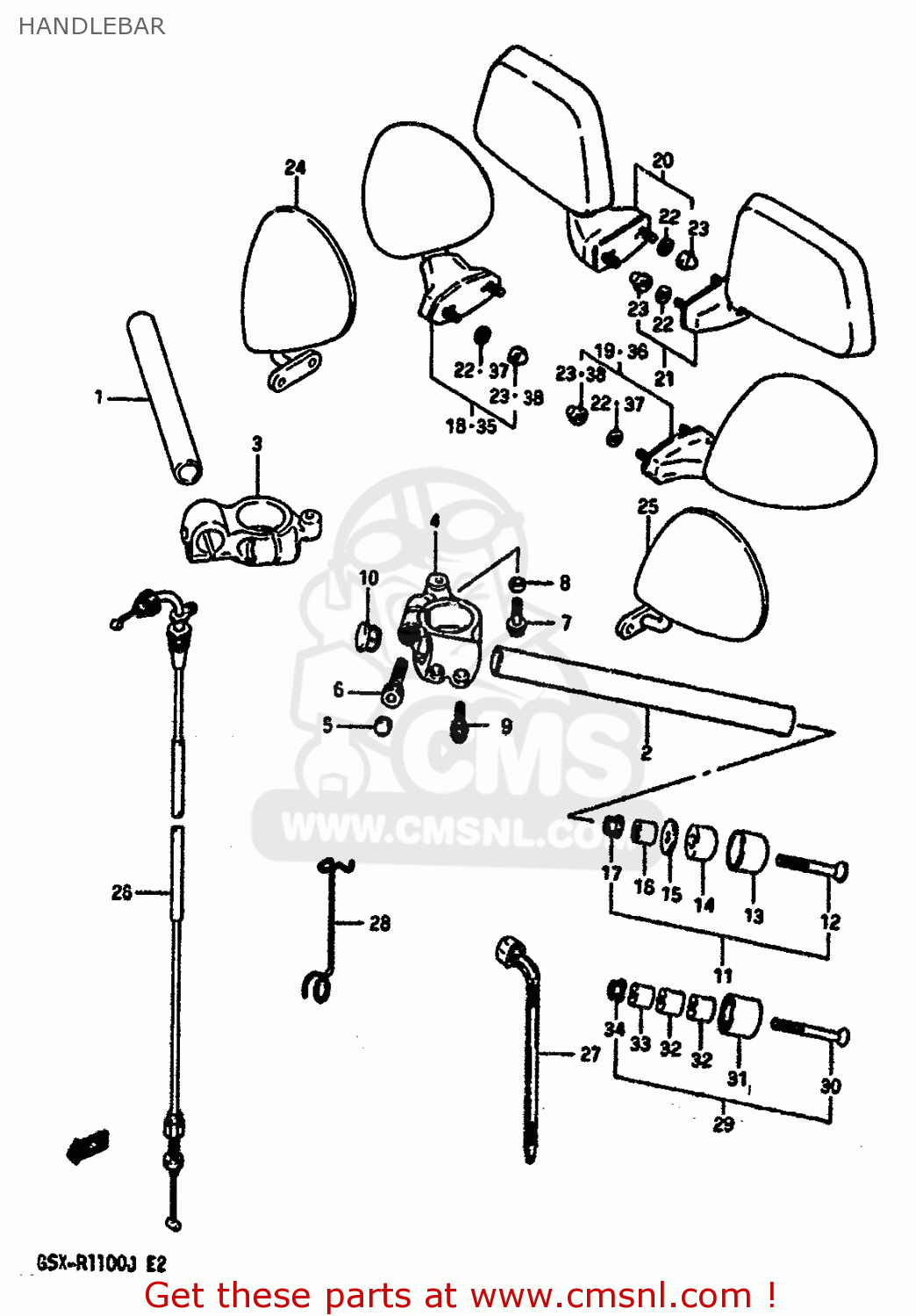 HANDLEBAR GSXR1100 1987 (H) (E01 E02 4 6 15 16 17 18 21 22 24 25 34 39 53)