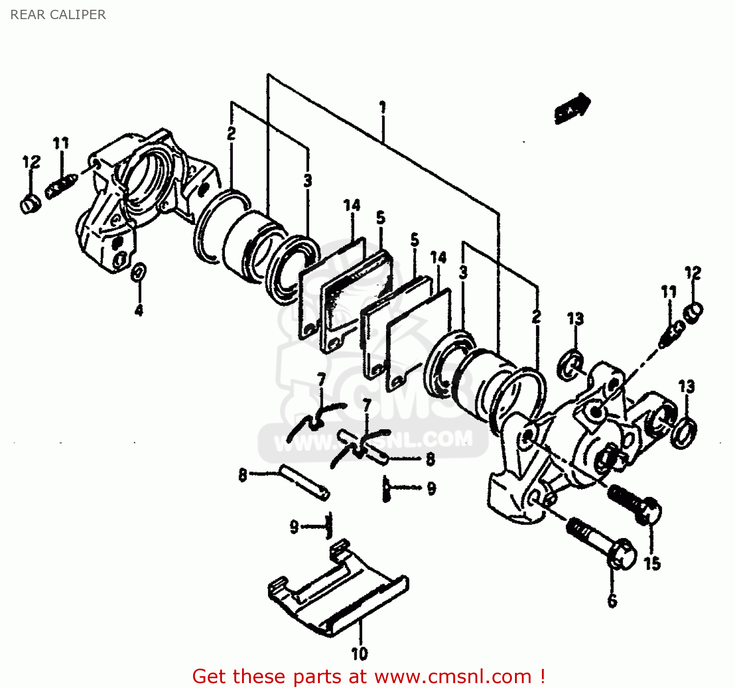 REAR CALIPER GSXR1100 1987 (H) (E01 E02 4 6 15 16 17 18 21 22 24 25 34 39 53)