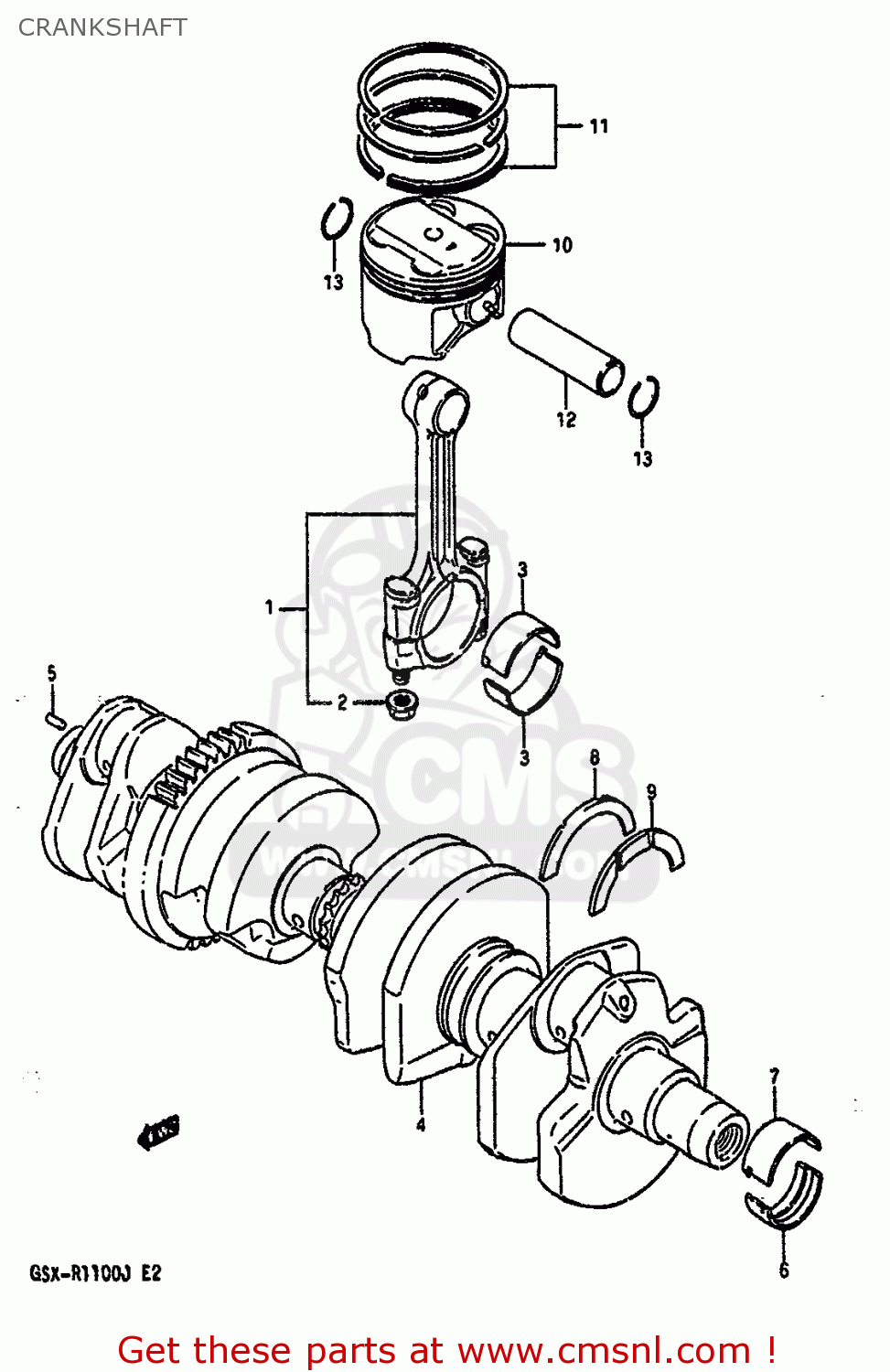 CRANKSHAFT GSXR1100 1987 (H) (E01 E02 4 6 15 16 17 18 21 22 24 25 34 39 53)