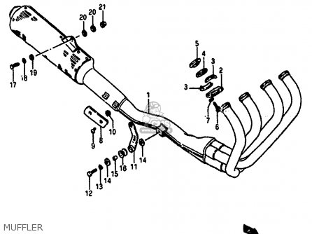MUFFLER - GSXR1100 1987 (H) (E01 E02 4 6 15 16 17 18 21 22 24 25 34 39 53)