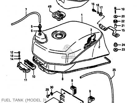 FUEL TANK (MODEL J) - GSXR1100 1987 (H) (E01 E02 4 6 15 16 17 18 21 22 24 25 34 39 53)
