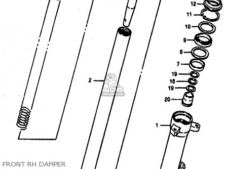 FRONT RH DAMPER - GSXR1100 1987 (H) (E01 E02 4 6 15 16 17 18 21 22 24 25 34 39 53)