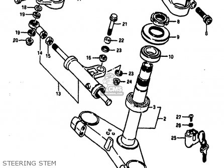 STEERING STEM - GSXR1100 1987 (H) (E01 E02 4 6 15 16 17 18 21 22 24 25 34 39 53)