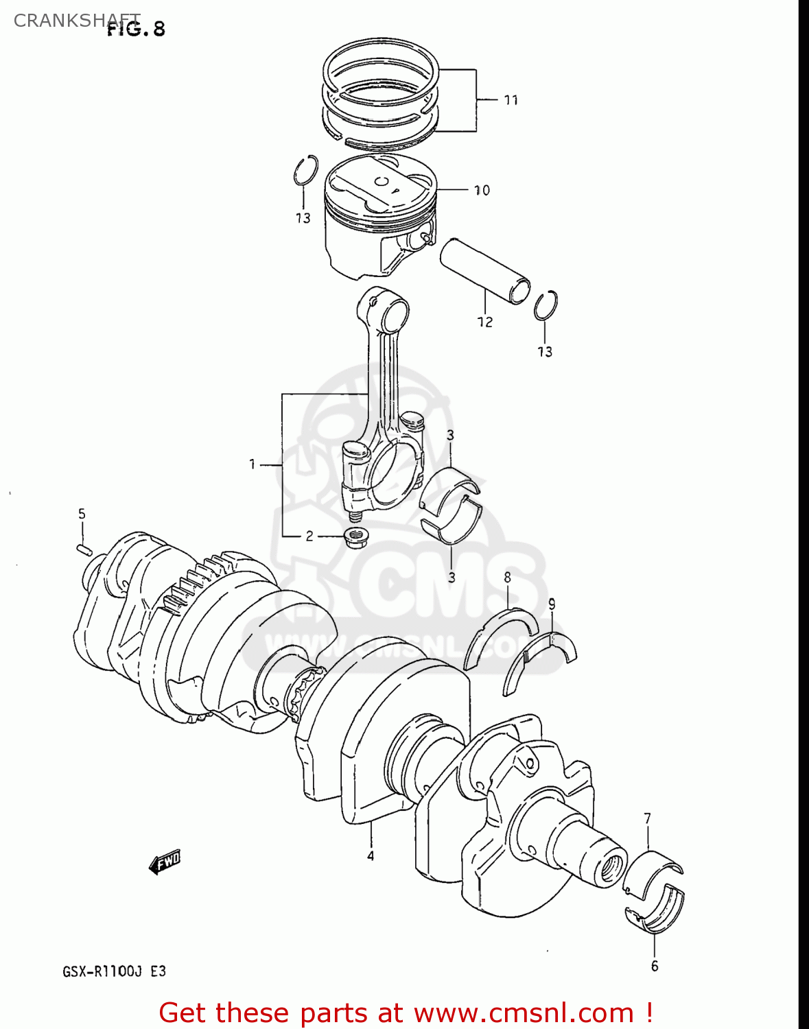 Suzuki Gsxr1100 1987 (h) Usa (e03) Crankshaft - Buy Original Crankshaft 