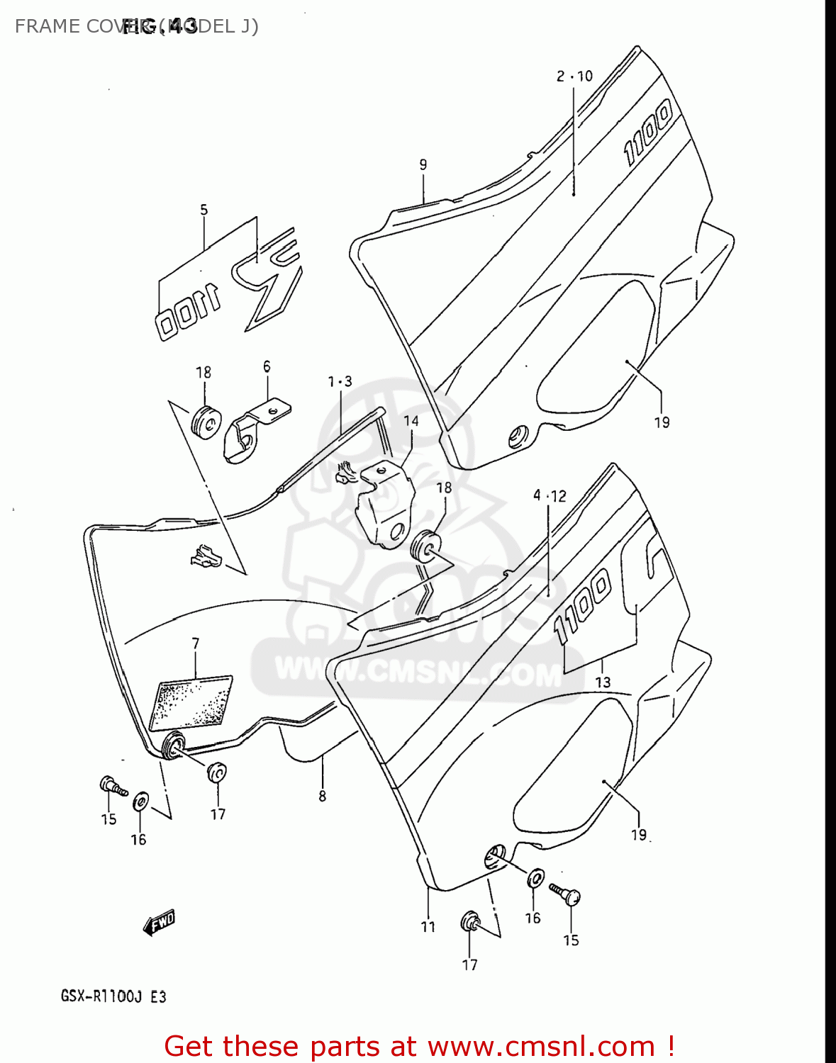 FRAME COVER (MODEL J) GSXR1100 1987 (H) USA (E03)
