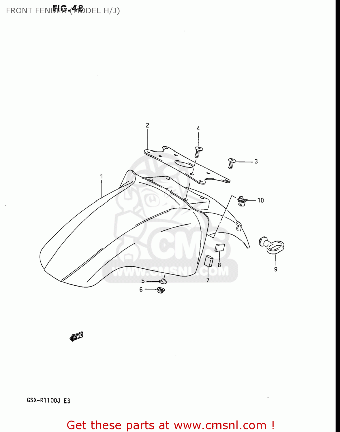 FRONT FENDER (MODEL H/J) GSXR1100 1987 (H) USA (E03)