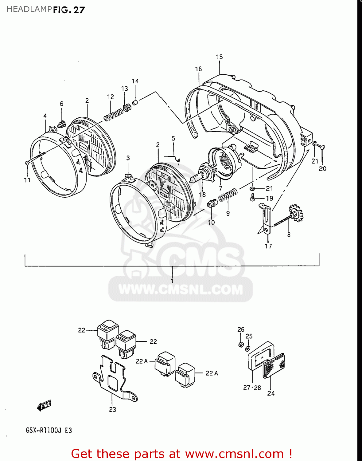 HEADLAMP GSXR1100 1987 (H) USA (E03)