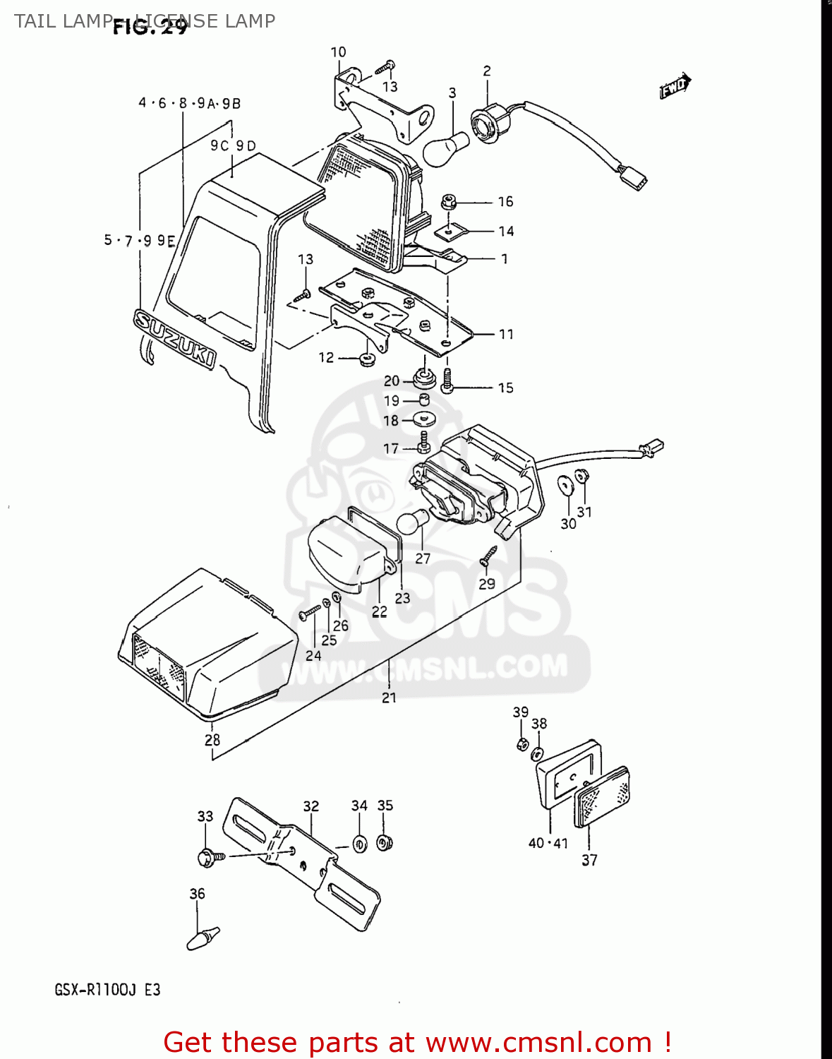 TAIL LAMP - LICENSE LAMP GSXR1100 1987 (H) USA (E03)