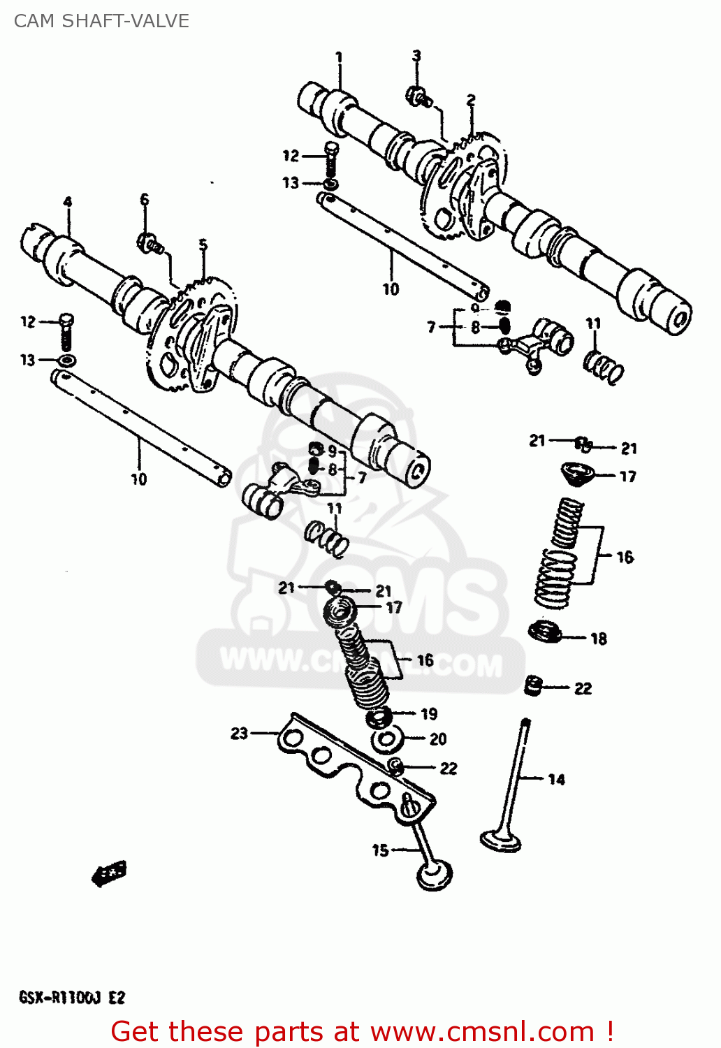 CAM SHAFT-VALVE GSXR1100 1988 (J) (E02 E04 E06 15 16 17 18 21 22 24 25 34 39 53)