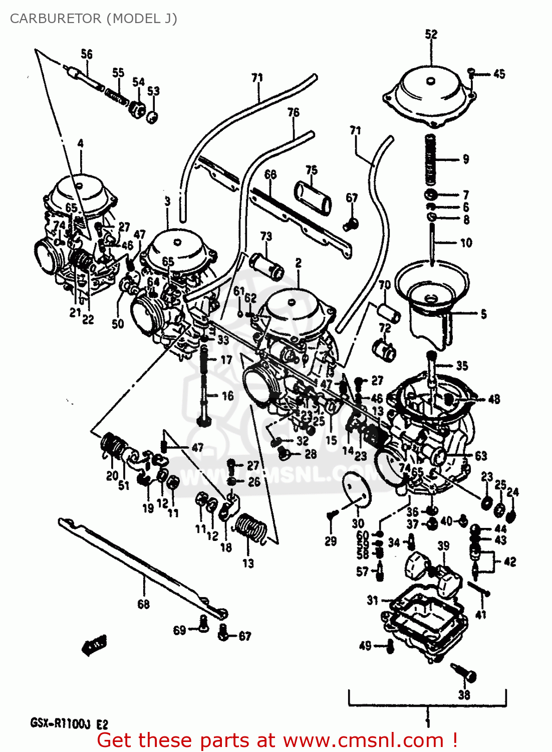 CARBURETOR (MODEL J) GSXR1100 1988 (J) (E02 E04 E06 15 16 17 18 21 22 24 25 34 39 53)