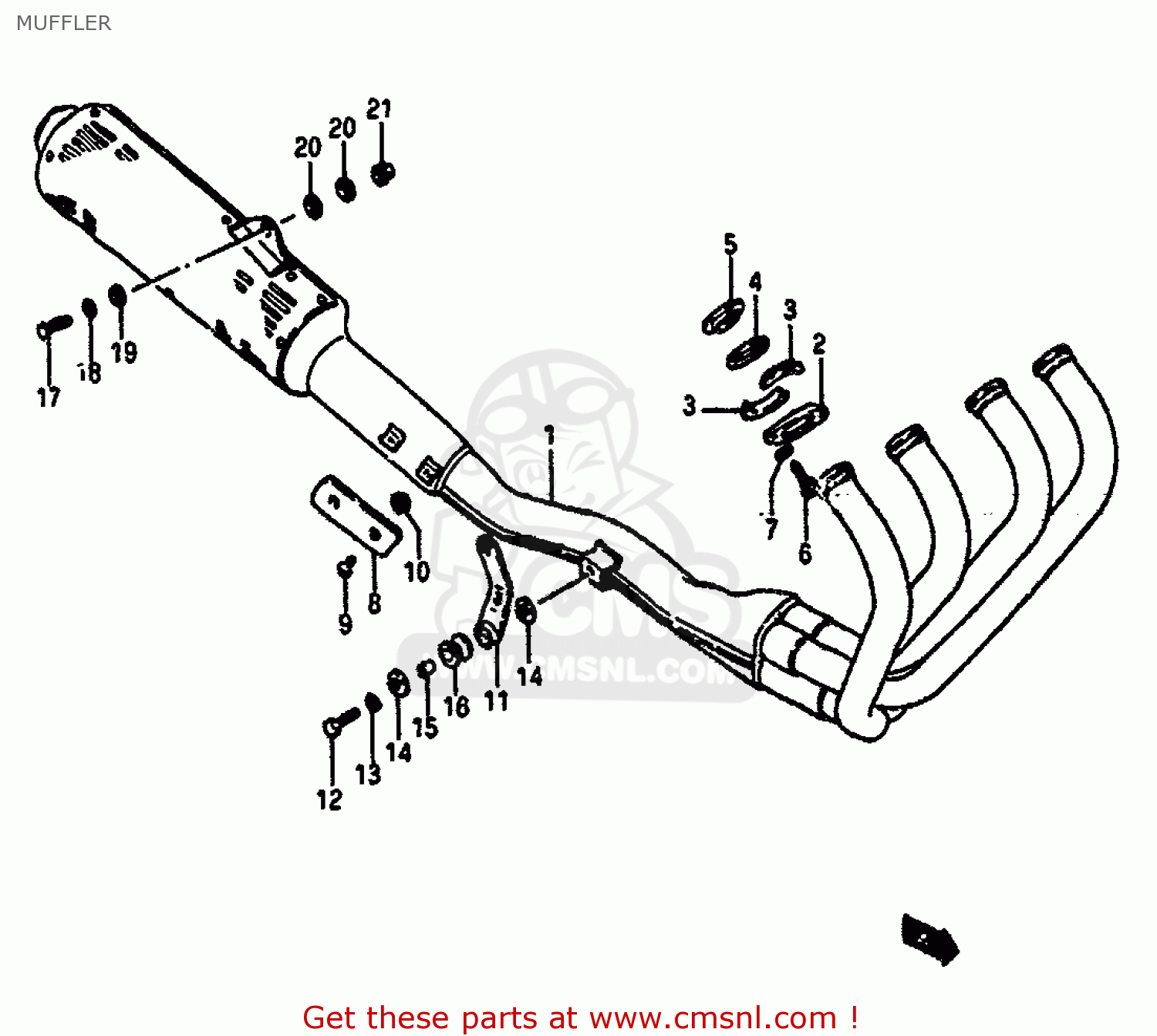 MUFFLER GSXR1100 1988 (J) (E02 E04 E06 15 16 17 18 21 22 24 25 34 39 53)