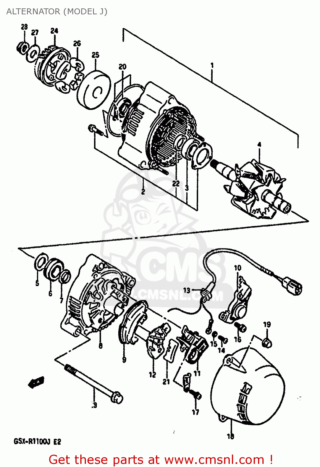 ALTERNATOR (MODEL J) GSXR1100 1988 (J) (E02 E04 E06 15 16 17 18 21 22 24 25 34 39 53)