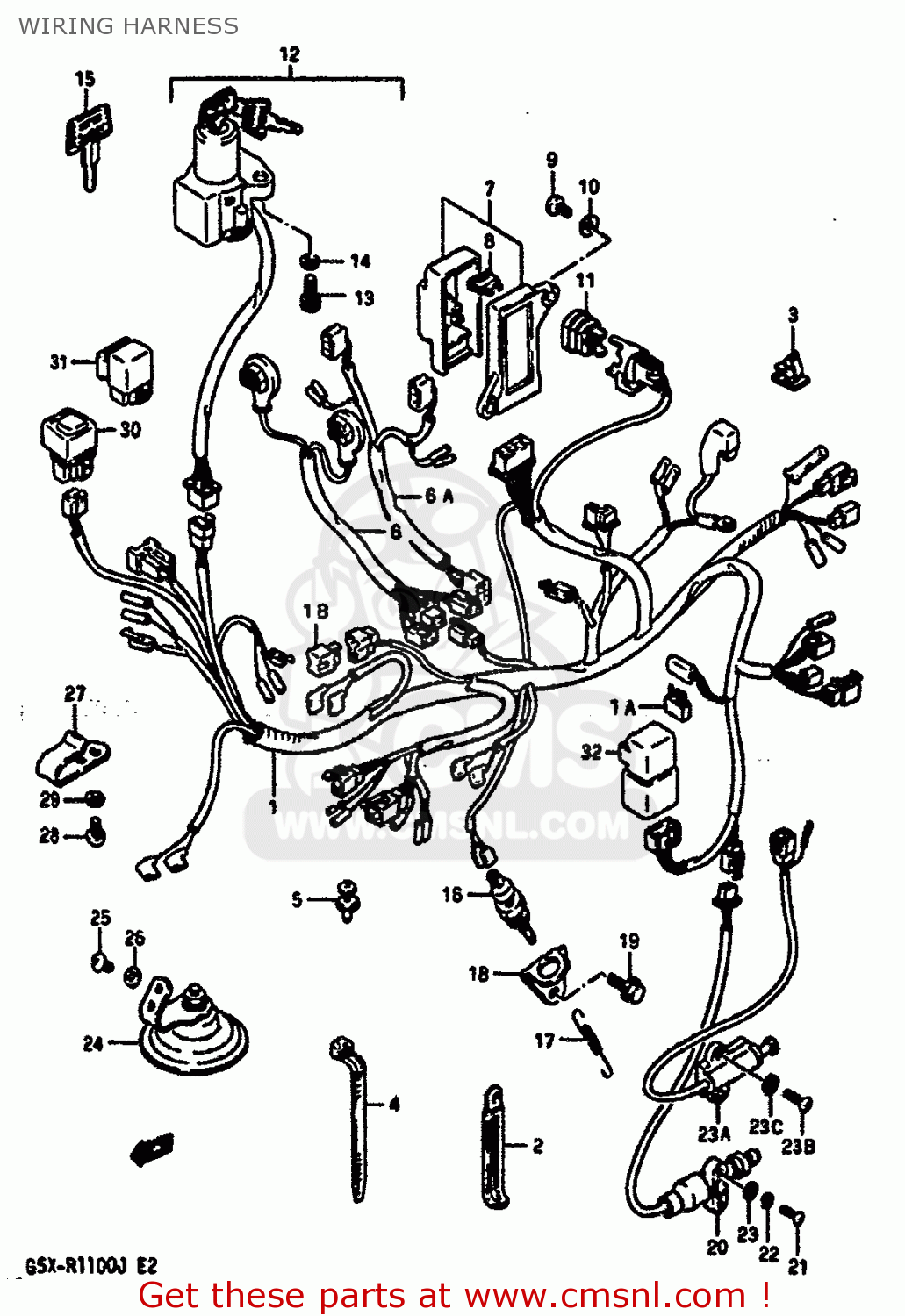 WIRING HARNESS GSXR1100 1988 (J) (E02 E04 E06 15 16 17 18 21 22 24 25 34 39 53)