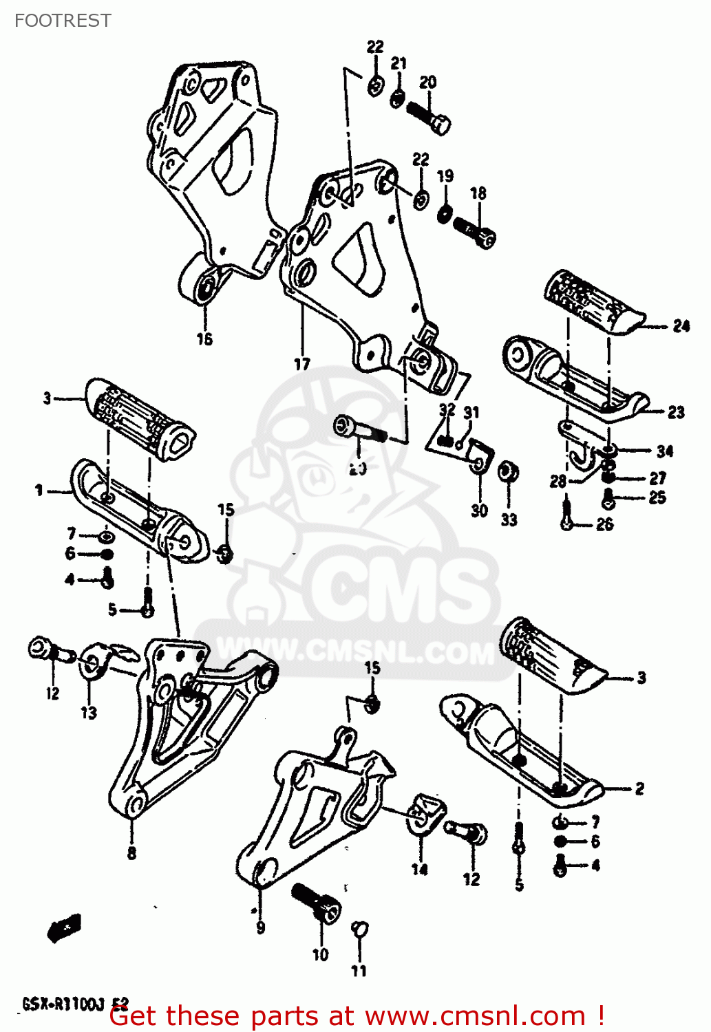 FOOTREST GSXR1100 1988 (J) (E02 E04 E06 15 16 17 18 21 22 24 25 34 39 53)