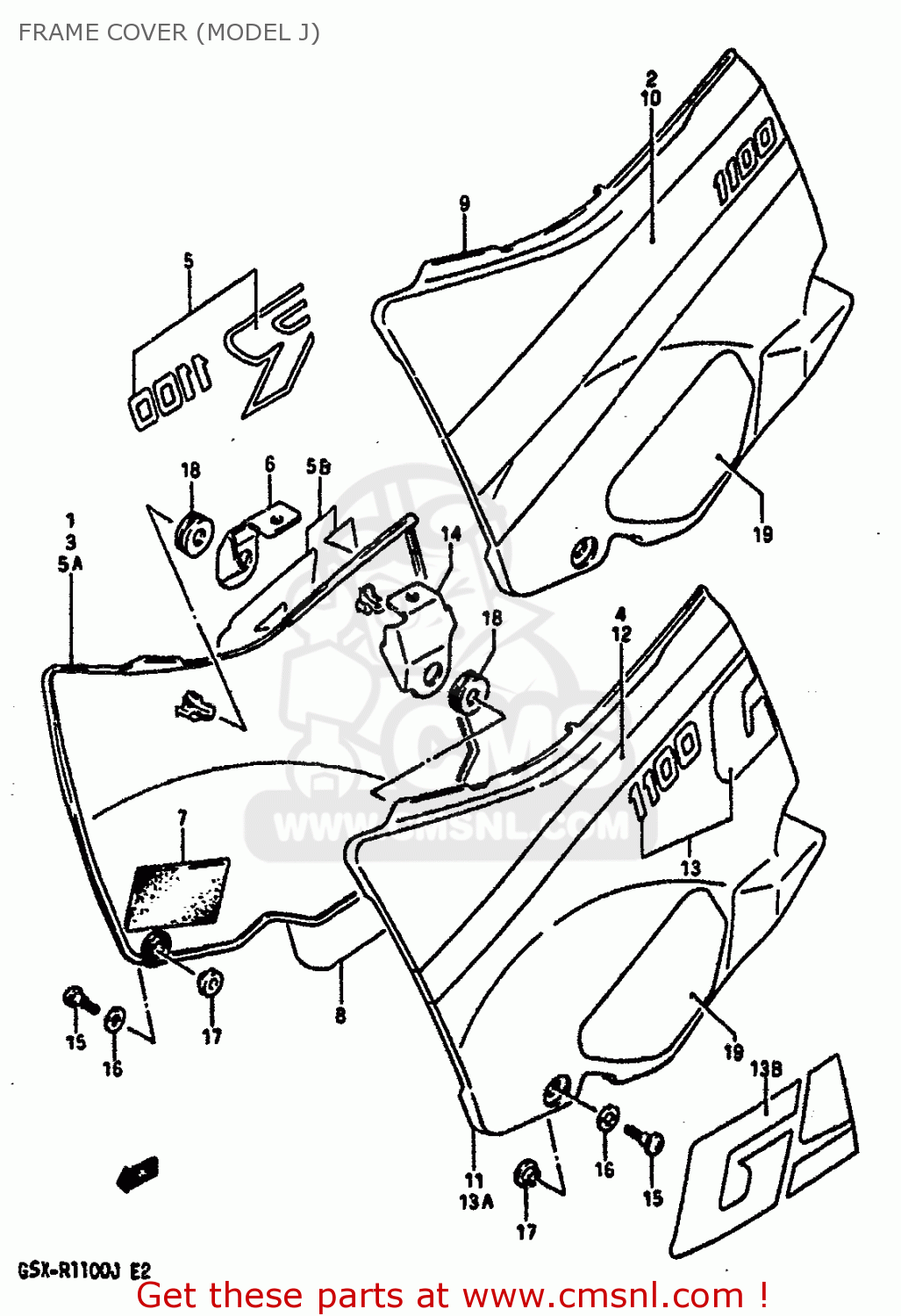 FRAME COVER (MODEL J) GSXR1100 1988 (J) (E02 E04 E06 15 16 17 18 21 22 24 25 34 39 53)