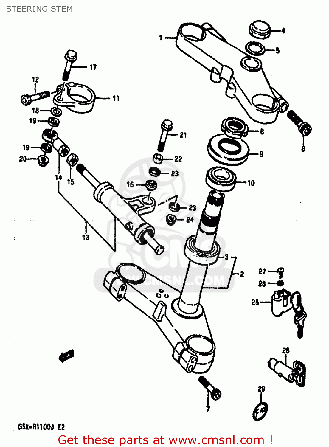 STEERING STEM GSXR1100 1988 (J) (E02 E04 E06 15 16 17 18 21 22 24 25 34 39 53)