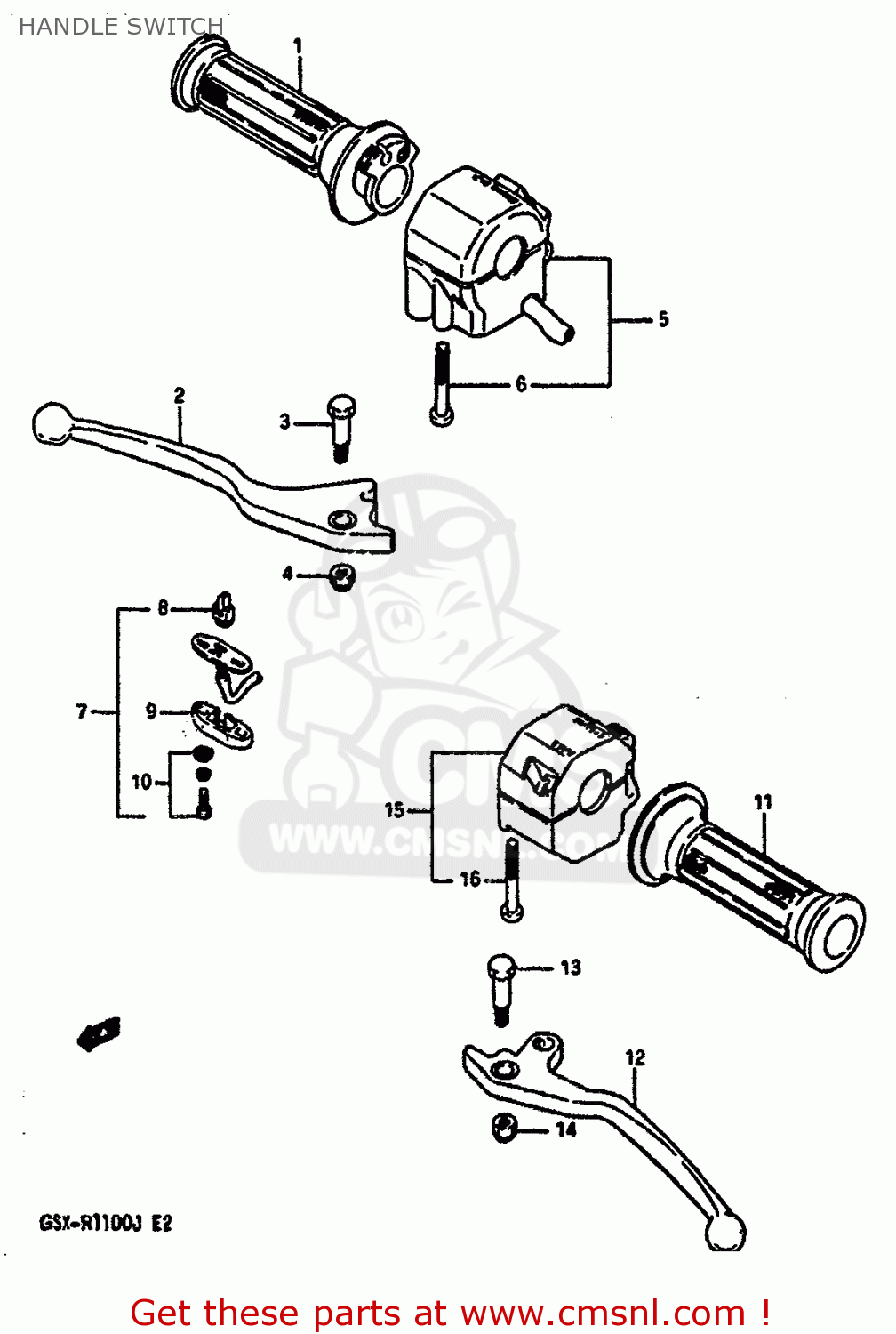 HANDLE SWITCH GSXR1100 1988 (J) (E02 E04 E06 15 16 17 18 21 22 24 25 34 39 53)