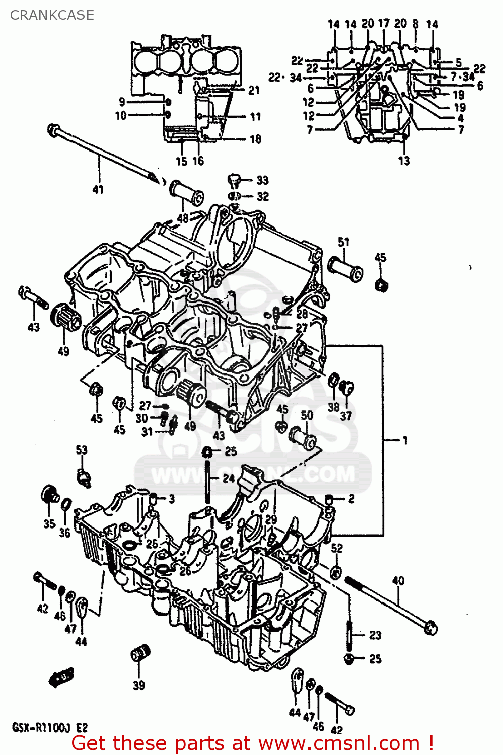 CRANKCASE GSXR1100 1988 (J) (E02 E04 E06 15 16 17 18 21 22 24 25 34 39 53)