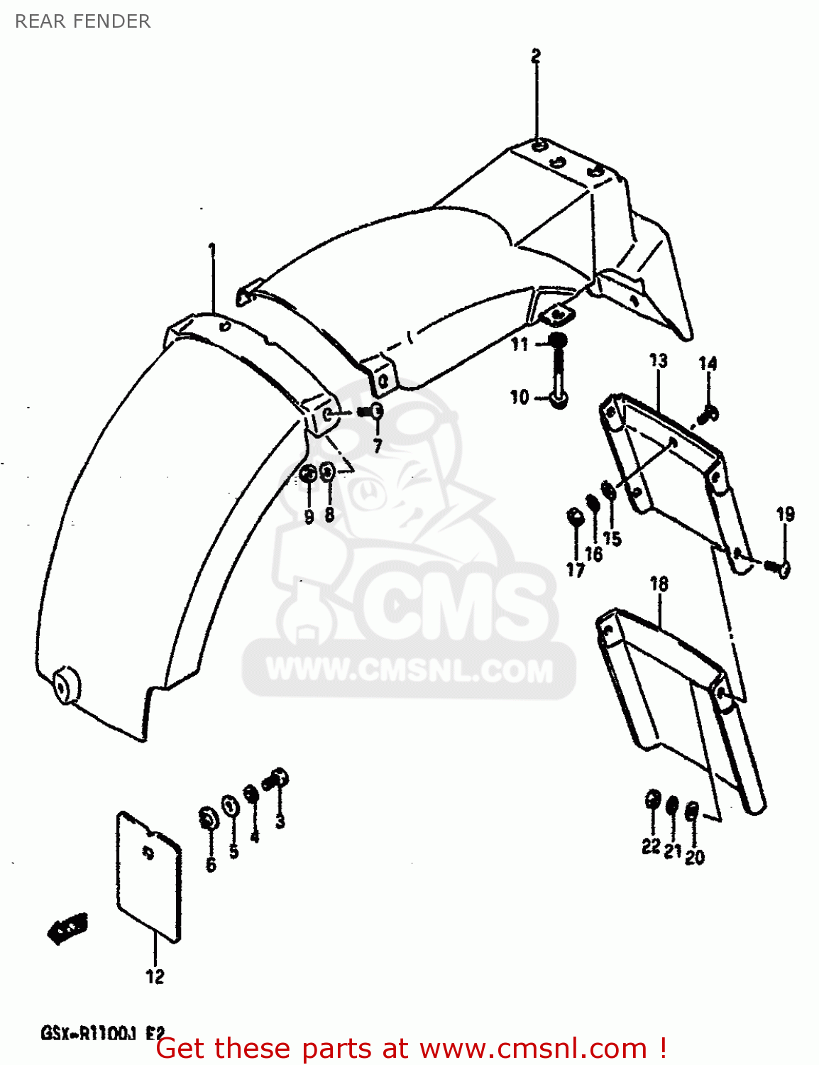 REAR FENDER GSXR1100 1988 (J) (E02 E04 E06 15 16 17 18 21 22 24 25 34 39 53)