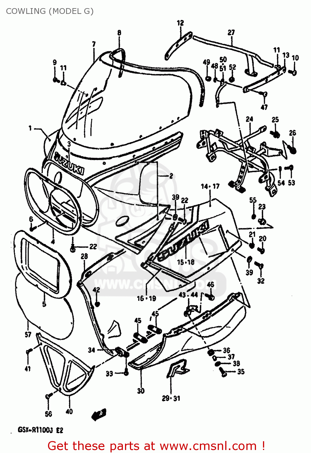 COWLING (MODEL G) GSXR1100 1988 (J) (E02 E04 E06 15 16 17 18 21 22 24 25 34 39 53)