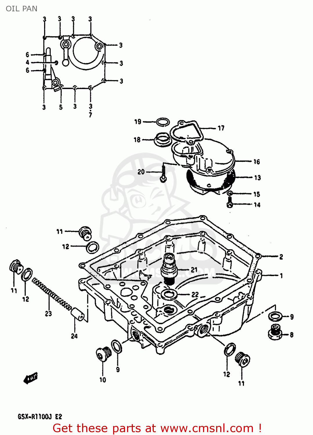 OIL PAN GSXR1100 1988 (J) (E02 E04 E06 15 16 17 18 21 22 24 25 34 39 53)