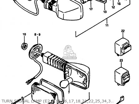 TURN SIGNAL LAMP (E2,4,15,16,17,18,21,22,25,34,39,53) - GSXR1100 1988 (J) (E02 E04 E06 15 16 17 18 21 22 24 25 34 39 53)