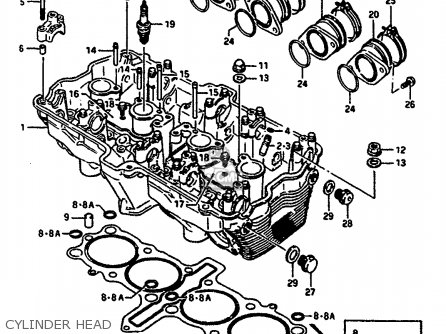 CYLINDER HEAD - GSXR1100 1988 (J) (E02 E04 E06 15 16 17 18 21 22 24 25 34 39 53)