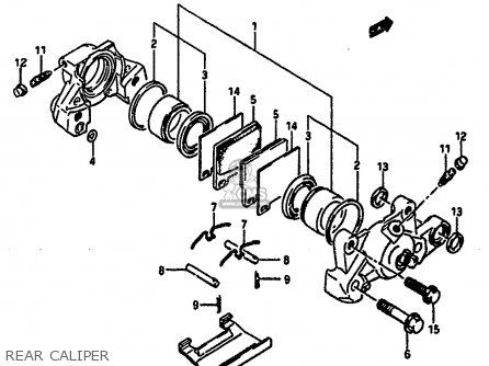 REAR CALIPER - GSXR1100 1988 (J) (E02 E04 E06 15 16 17 18 21 22 24 25 34 39 53)