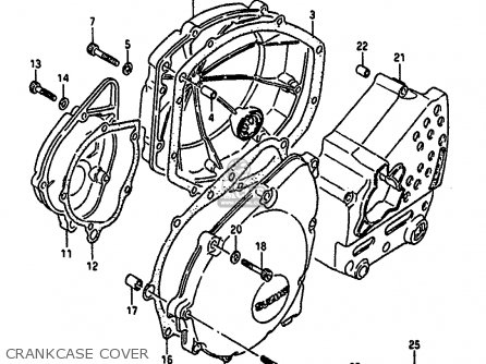 CRANKCASE COVER - GSXR1100 1988 (J) (E02 E04 E06 15 16 17 18 21 22 24 25 34 39 53)