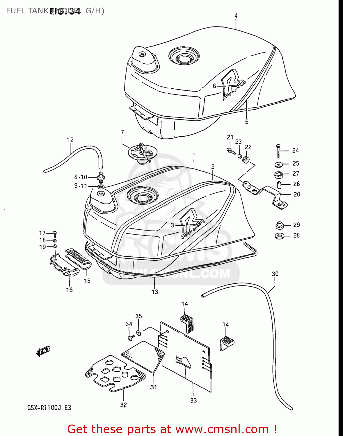 FUEL TANK (MODEL G/H) GSXR1100 1988 (J) USA (E03)
