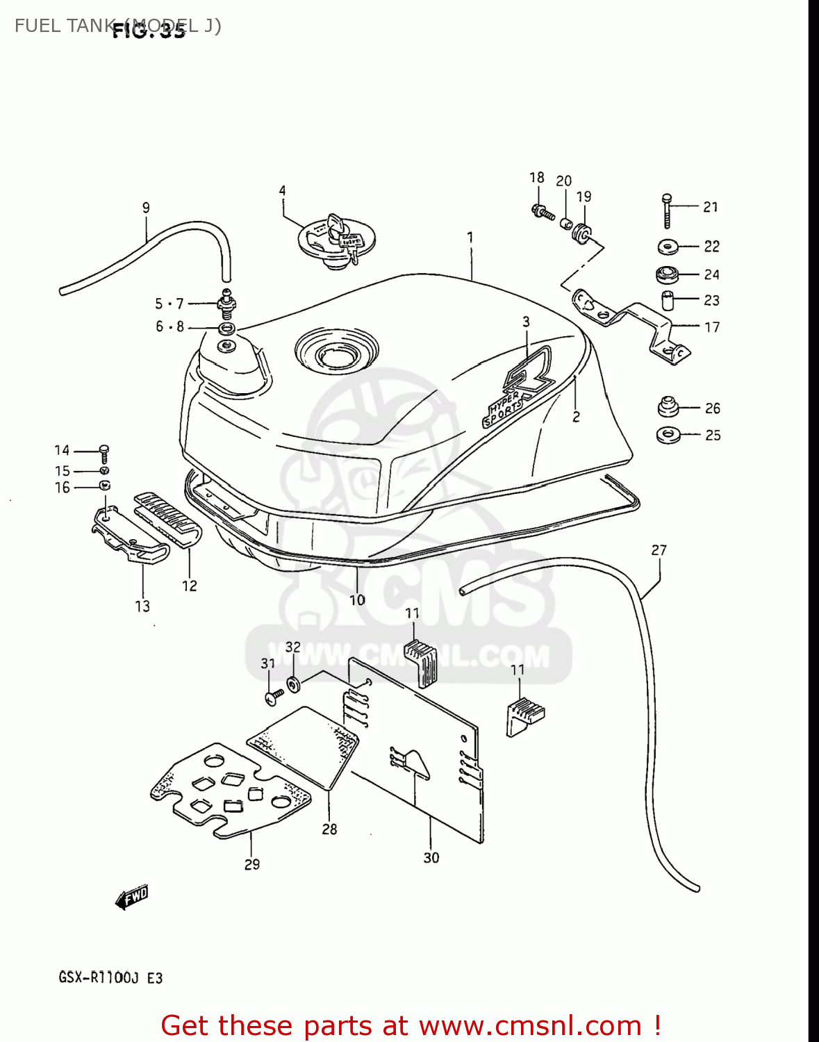 FUEL TANK (MODEL J) GSXR1100 1988 (J) USA (E03)