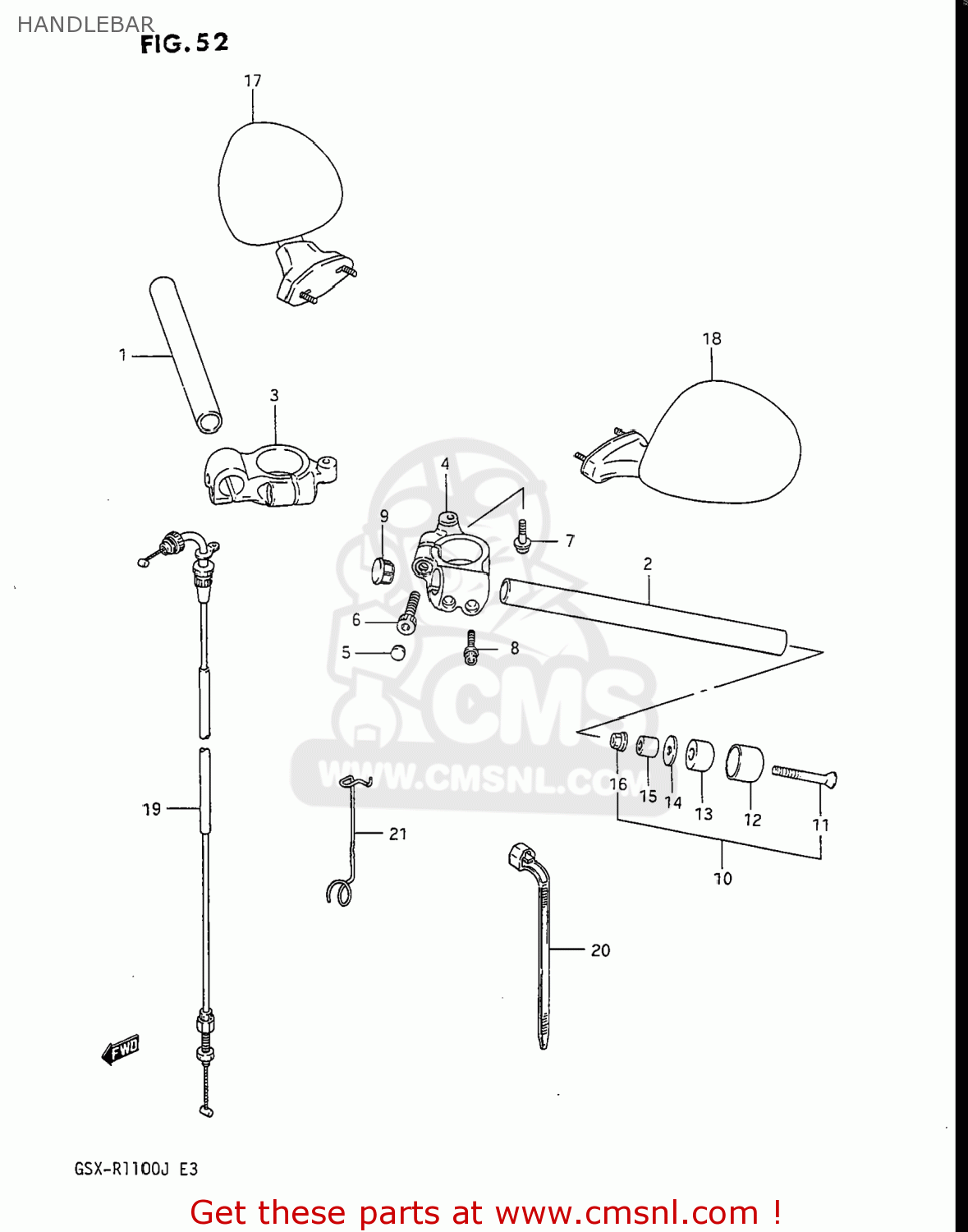 HANDLEBAR GSXR1100 1988 (J) USA (E03)