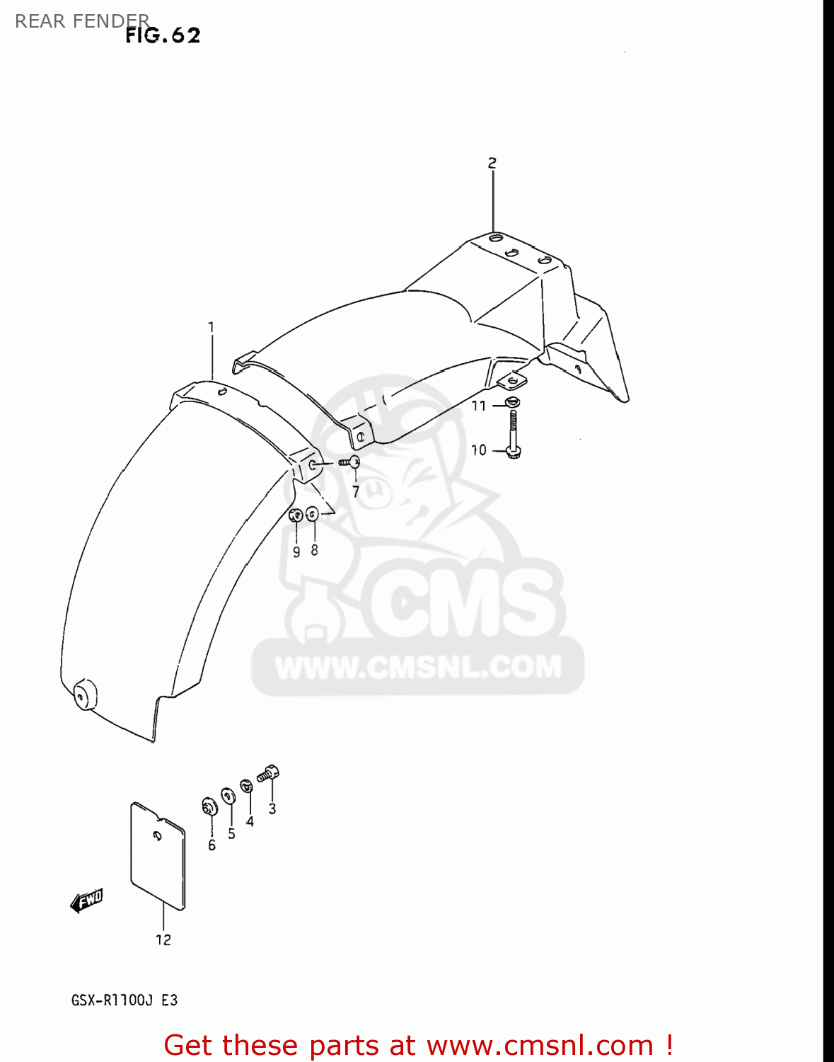 REAR FENDER GSXR1100 1988 (J) USA (E03)