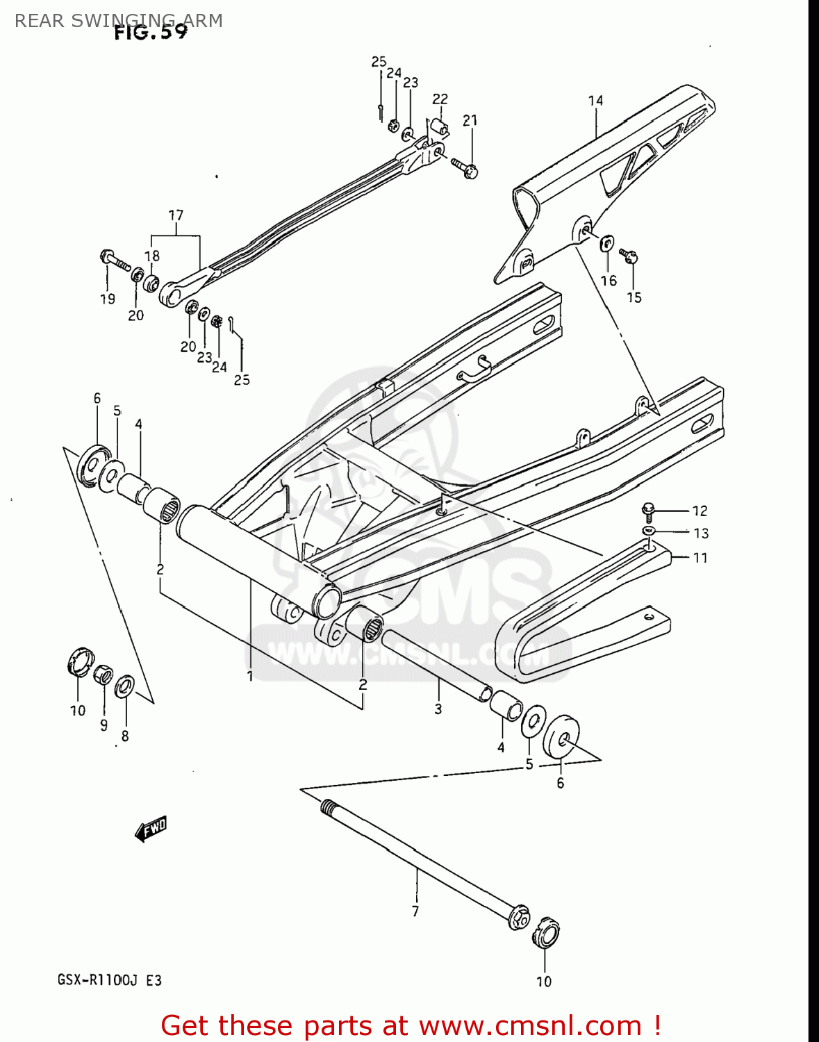 REAR SWINGING ARM GSXR1100 1988 (J) USA (E03)